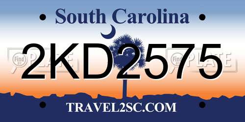 2KD2575 South Carolina License Plate