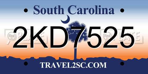 2KD7525 South Carolina License Plate