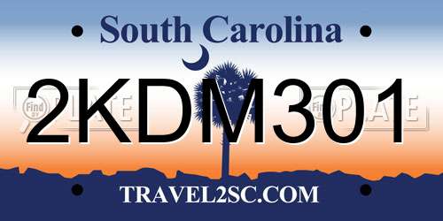 2KDM301 South Carolina License Plate