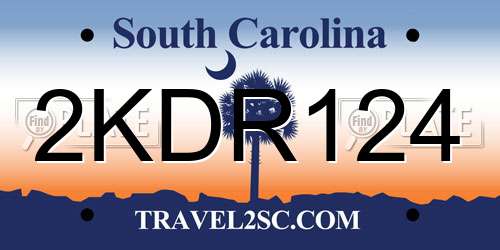 2KDR124 South Carolina License Plate