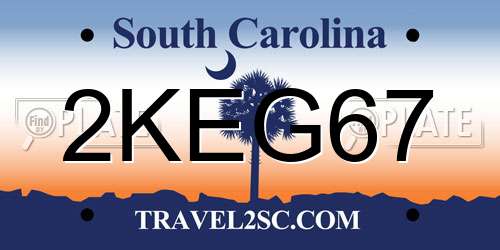 2KEG67 South Carolina License Plate