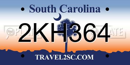 2KH364 South Carolina License Plate