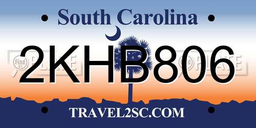 2KHB806 South Carolina License Plate