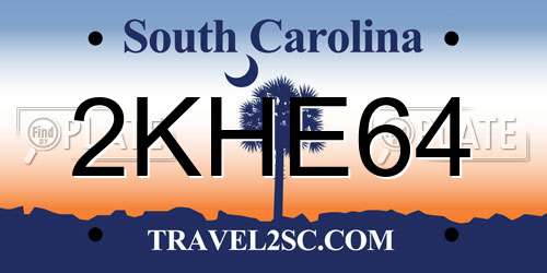 2KHE64 South Carolina License Plate