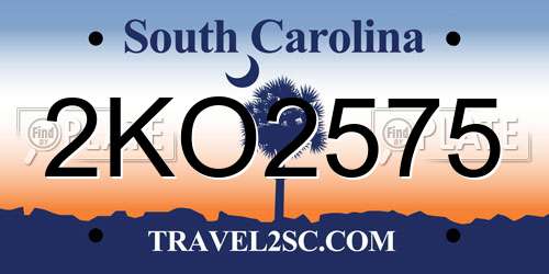 2KO2575 South Carolina License Plate