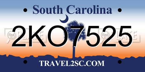 2KO7525 South Carolina License Plate