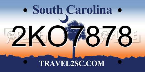 2KO7878 South Carolina License Plate