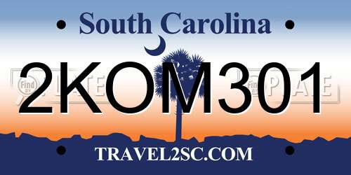 2KOM301 South Carolina License Plate