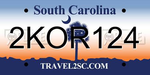 2KOR124 South Carolina License Plate