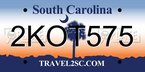 2KOT575 South Carolina License Plate