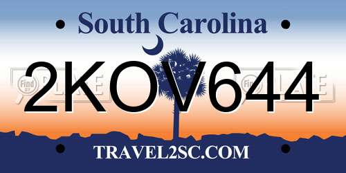 2KOV644 South Carolina License Plate