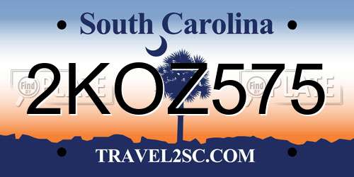 2KOZ575 South Carolina License Plate