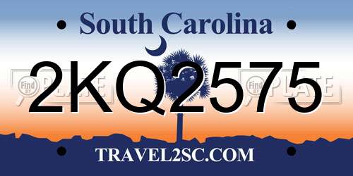 2KQ2575 South Carolina License Plate