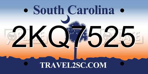 2KQ7525 South Carolina License Plate