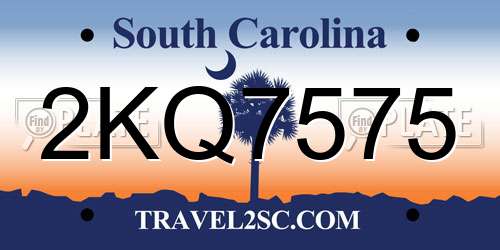 2KQ7575 South Carolina License Plate