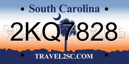 2KQ7828 South Carolina License Plate