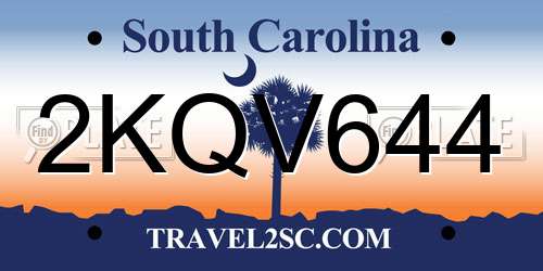 2KQV644 South Carolina License Plate