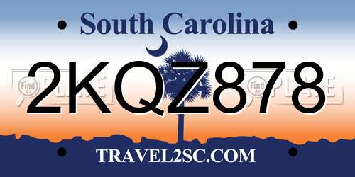 2KQZ878 South Carolina License Plate