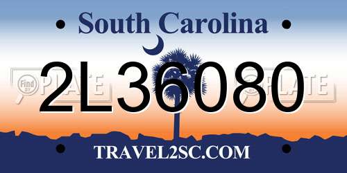 2L36080 South Carolina License Plate