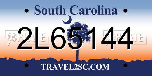 2L65144 South Carolina License Plate