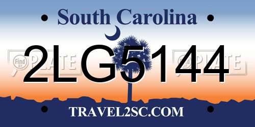 2LG5144 South Carolina License Plate