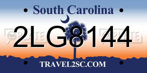 2LG8144 South Carolina License Plate