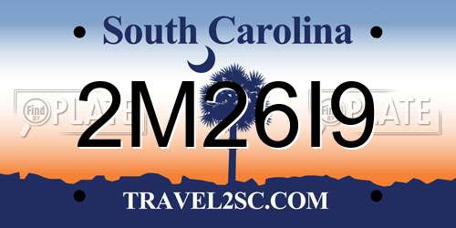 2M26I9 South Carolina License Plate