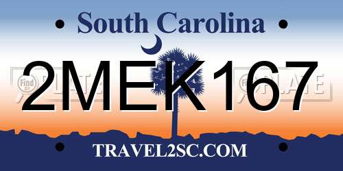 2MEK167 South Carolina License Plate