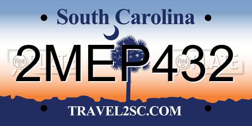 2MEP432 South Carolina License Plate