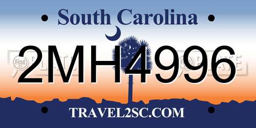 2MH4996 South Carolina License Plate