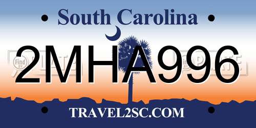 2MHA996 South Carolina License Plate