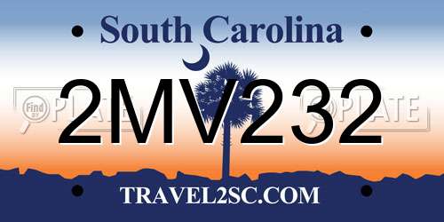 2MV232 South Carolina License Plate
