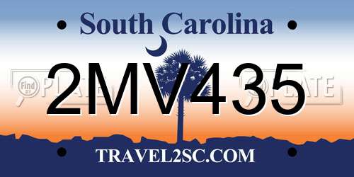 2MV435 South Carolina License Plate