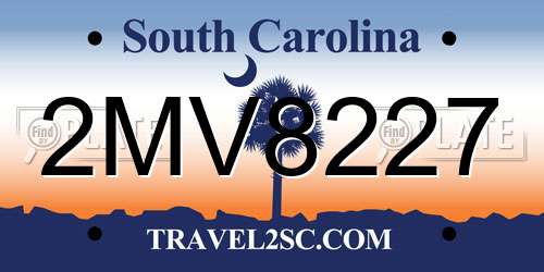 2MV8227 South Carolina License Plate