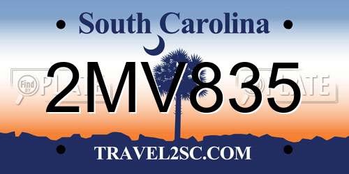 2MV835 South Carolina License Plate