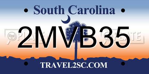 2MVB35 South Carolina License Plate