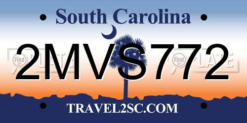 2MVS772 South Carolina License Plate