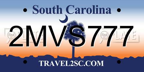 2MVS777 South Carolina License Plate