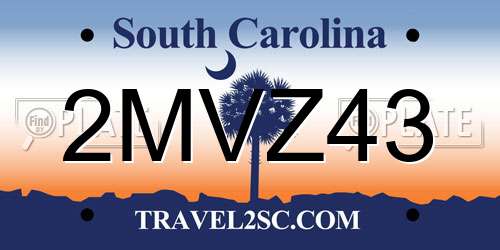 2MVZ43 South Carolina License Plate