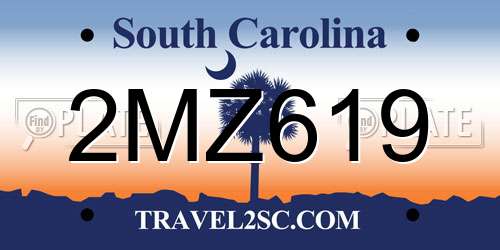 2MZ619 South Carolina License Plate