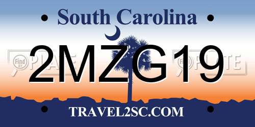 2MZG19 South Carolina License Plate