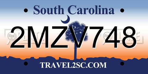 2MZV748 South Carolina License Plate