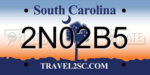 2N02B5 South Carolina License Plate
