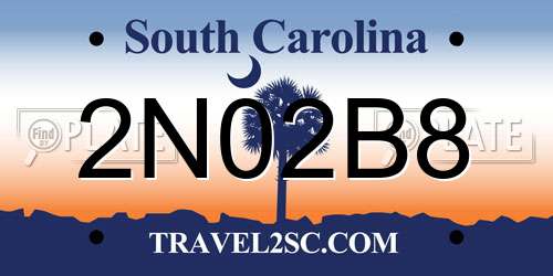 2N02B8 South Carolina License Plate