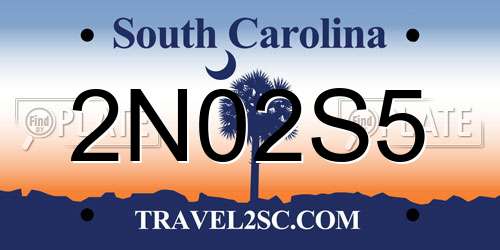 2N02S5 South Carolina License Plate