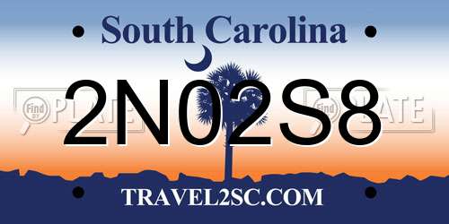 2N02S8 South Carolina License Plate