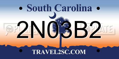 2N03B2 South Carolina License Plate