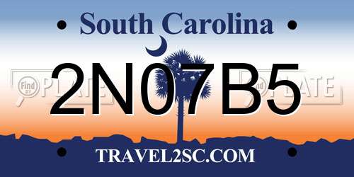 2N07B5 South Carolina License Plate