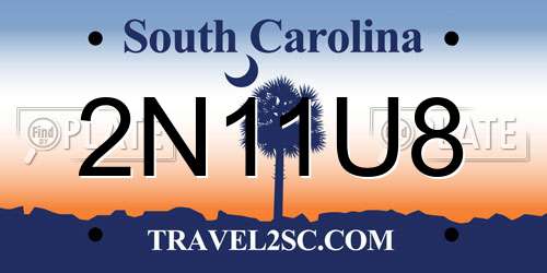 2N11U8 South Carolina License Plate