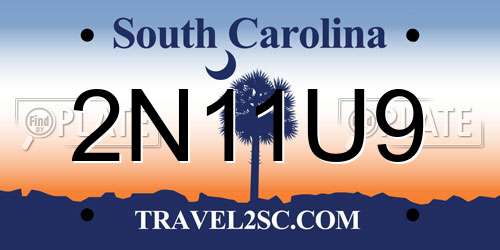 2N11U9 South Carolina License Plate